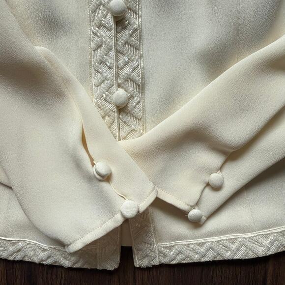 Talbots Petites Silk Beaded Jacket Cardigan – Size 10P Ivory - Picture 8 of 8